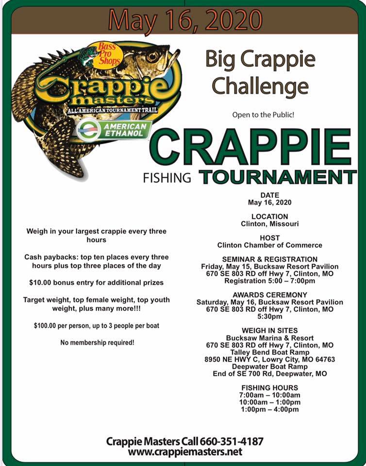 Crappie Masters Big Crappie Challenge May 16th CrappieFIRST