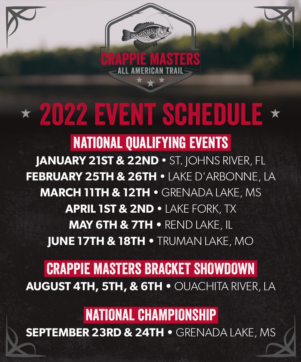 THE 2022 OFFICIAL CRAPPIE MASTERS NATIONAL SCHEDULE CrappieFIRST