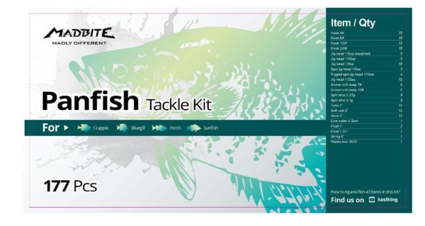 MadBite Species Tackle Kits， 187 pcs Bass Fishing Lures， Hooks， Soft  Plastic Fishing Baits， Terminal Tackle， Weights， Sinkers， Fishing Jigs，  Floats an